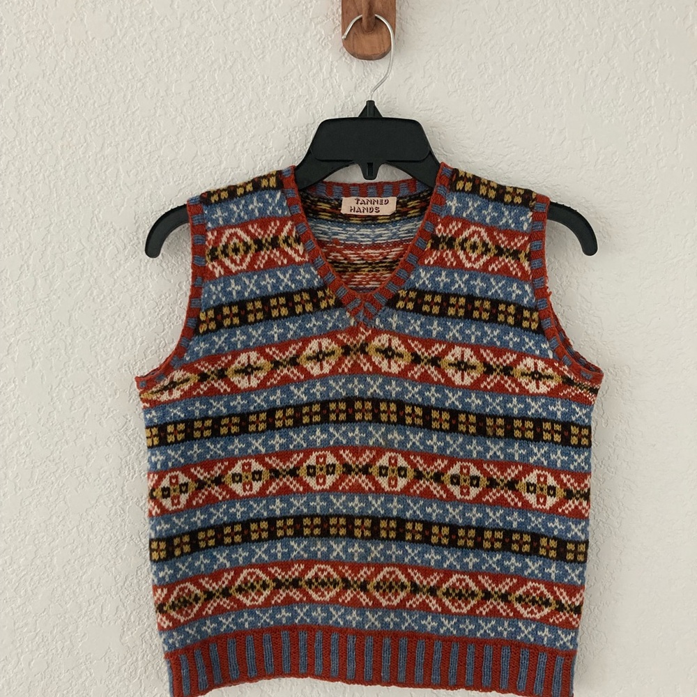 Gender Neutral 100% Wool Fair Isle Sweater Vest